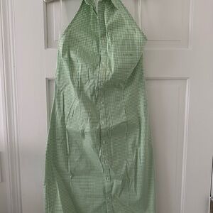 Vintage Ralph Lauren Green Gingham Halter Dress